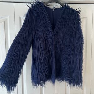 Navy Shag Faux Fur Jacket